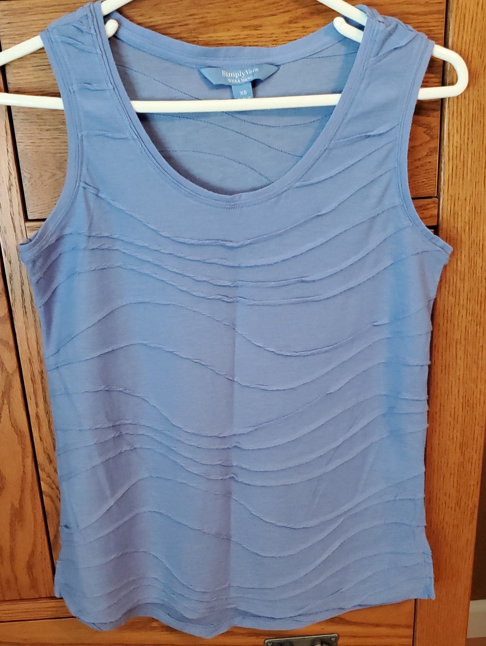Simply Vera Vera Wang Lavender-Blue Wave-Detail Scoop Neck Tank